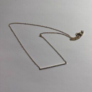 14K Yellow Gold and Diamond Bar Delicate Necklace